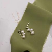Sterling Silber Tropfen Ohrring, 925 Sterling Silber, mit Kunststoff Perlen, plattiert, für Frau, Silberfarbe, 5mmuff0c3mm, verkauft von Paar