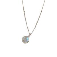 Sterling Silver Jewelry Necklace, 925 Sterling Silver, with Moonstone, plated, for woman, silver color Approx 40 cm 