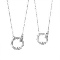 Sterling Silver Jewelry Necklace, 925 Sterling Silver, Unisex & oval chain & with rhinestone 
