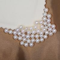 Perles nacres sans trou de culture d'eau douce, perle d'eau douce cultivée, Légèrement rond, DIY & aucun trou, blanc, 5-5.5mm, Vendu par PC