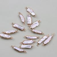 Perlas cultivadas de agua dulce Conector, con metal, Barroco, Bricolaje, Blanco, 9x20mm, Vendido por UD