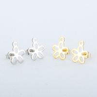 Stainless Steel Earring Stud Component, 304 Stainless Steel, Flower, Vacuum Ion Plating, fashion jewelry & DIY & for woman & hollow 