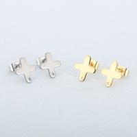 Stainless Steel Earring Stud Component, 304 Stainless Steel, Cross, Vacuum Ion Plating, fashion jewelry & DIY & for woman 