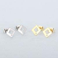 Stainless Steel Earring Stud Component, 304 Stainless Steel, Rhombus, Vacuum Ion Plating, fashion jewelry & DIY & for woman & hollow 7mm 