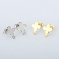 Stainless Steel Earring Stud Component, 304 Stainless Steel, Cross, Vacuum Ion Plating, fashion jewelry & DIY & for woman 