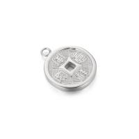 Stainless Steel Pendants, 304 Stainless Steel, Flat Round, Vacuum Ion Plating, DIY & hollow 12mm 