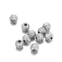 Edelstahl Perlen, 304 Edelstahl, rund, DIY & satiniert, originale Farbe, 6mm, ca. 10PCs/Tasche, verkauft von Tasche