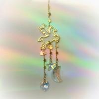 Hängende Ornamente, 304 Edelstahl, mit Kristall & Messing, Pferd, Vakuum-Ionen-Beschichtung, für Zuhause und Büro & hohl, gemischte Farben, verkauft von PC