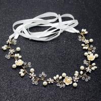 Headband, Brass, with Crystal & Plastic Pearl, fashion jewelry & for woman [