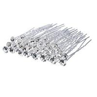 Hair Stick, Iron, fashion jewelry & for woman & with rhinestone, silver color, 65*8mm,45*45*80mm 