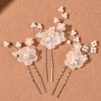 Hair Stick, Zinc Alloy, with Plastic Pearl & Acrylic, three pieces & fashion jewelry & for woman 
