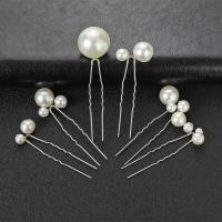 Hair Stick, Iron, with Plastic Pearl, 6 pieces & fashion jewelry & for woman 100mm 