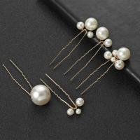 Hair Stick, Iron, with Plastic Pearl, 5 pieces & fashion jewelry & for woman, golden 