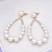 Plastic Pearl Zinc Alloy Earring, with Iron, fashion jewelry & for woman & with rhinestone 