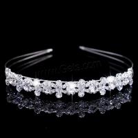 Hair Bands, Brass, silver color plated, for woman & with rhinestone 16mm, Inner Approx 120mm 