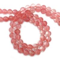 Perle en Quartz cerise, rouge de cerise, Rond, poli, DIY & normes différentes pour le choix, rose Environ 38 cm, Vendu par brin