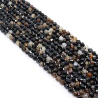 Natürliche schwarze Achat Perlen, Schwarzer Achat, DIY & verschiedene Größen vorhanden & facettierte, schwarz, Länge:ca. 38 cm, verkauft von Strang