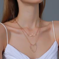 Fashion Multi Layer Necklace, Zinc Alloy, Heart, gold color plated, Double Layer & for woman Approx 52 cm 
