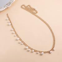 Decorative Chain Belt, Zinc Alloy, with Plastic Pearl, fashion jewelry & for woman, gold Approx 103 cm 