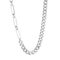 Titanio collar de cadena de acero, Partículas de acero, con 0.7CM extender cadena, hecho a mano, para hombre, color original, longitud:aproximado 45 cm, Vendido por UD