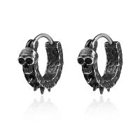 Titanium Steel Earrings, Skull, plated, for man, black 