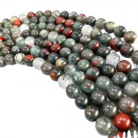 Perles de pierre gemme unique, Bloodstone africain, Rond, poli, DIY & normes différentes pour le choix, couleurs mélangées, 34-37.2CM, Vendu par brin