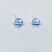 Sterling Silver Pendants, 925 Sterling Silver, Round, plated, DIY & epoxy gel, blue 