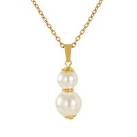 Stainless Steel Jewelry Necklace, 304 Stainless Steel, with Plastic Pearl, fashion jewelry & for woman 