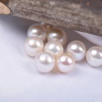Perles nacres sans trou de culture d'eau douce, perle d'eau douce cultivée, Légèrement rond, DIY & normes différentes pour le choix & aucun trou, blanc, Vendu par PC