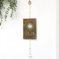 Hanging Ornaments, Wood, with Crystal & Quartz, Rectangle, for home and office & fashion jewelry & hollow 550mm 