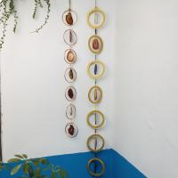 Hanging Ornaments, Agate, with Gemstone Chips & Wood & Iron, Donut, plated, for home and office & fashion jewelry & hollow 