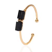 Gemstone Bangle, Schorl, with Zinc Alloy, gold color plated, fashion jewelry & Unisex, black Inner Approx 55mm [