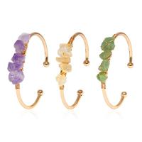 Gemstone Bangle, Natural Stone, with Zinc Alloy, gold color plated, fashion jewelry & Unisex Inner Approx 55mm [