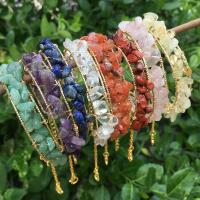 Gemstone Bracelets, Natural Stone, with Brass & Iron, gold color plated, Adjustable & fashion jewelry & for woman Inner Approx 60mm 