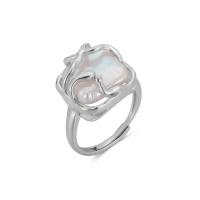 Sterling Silver Finger Ring, 925 Sterling Silver, with Shell Pearl, fashion jewelry & for woman, US Ring 