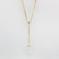 Zinc Alloy Necklace, with Clear Quartz, fashion jewelry & for woman Approx 21.65 Inch 