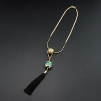 Ожерелье ручной латунные, Латунь, с бирюза, ювелирные изделия моды & Женский, длина:Приблизительно 17.71 дюймовый, продается PC