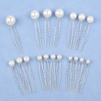 Hair Stick, Zinc Alloy, with Plastic Pearl, 18 pieces & fashion jewelry & for woman 70*8-18mm 