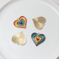 Zinc Alloy Enamel Pendants, Heart, gold color plated, DIY Approx 