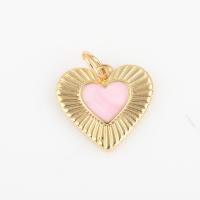 Enamel Brass Pendants, Heart, gold color plated, DIY 