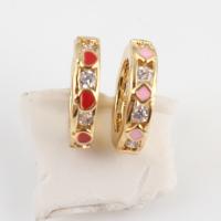 Brass Spacer Beads, with Cubic Zirconia, gold color plated, enamel [