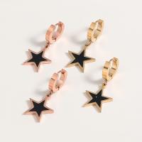 Stainless Steel Leverback Earring, 304 Stainless Steel, with enamel, Star, plated, fashion jewelry & for woman 