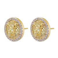 Cubic Zirconia Micro Pave Brass Earring, plated, Unisex & micro pave cubic zirconia 