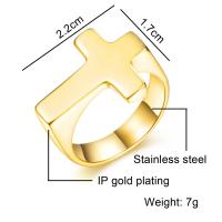 Stainless Steel Finger Ring, 304 Stainless Steel, Cross, plated, Unisex 