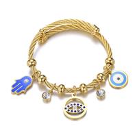 Evil Eye Jewelry Bracelet, 304 Stainless Steel, plated, micro pave cubic zirconia & for woman & enamel 