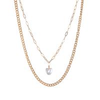 プラスチック真珠のネックレス, 亜鉛合金, とともに プラスチック製パール, ハート形, メッキ, 女性用, 金色, 売り手 パソコン