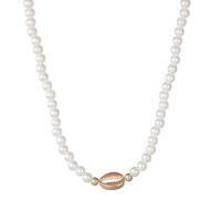 Collier de perles en plastique, alliage de zinc, avec perle de plastique, Placage, pour femme, blanc, Vendu par PC