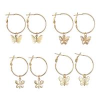 Zinc Alloy Drop Earring, Butterfly, plated & for woman, golden 