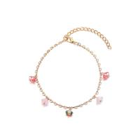Zinc Alloy Anklet, with Natural Stone, plated, for woman, golden 