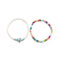 Fashion Jewelry Anklet, Zinc Alloy, with Seedbead, plated, 2 pieces & for woman, multi-colored 